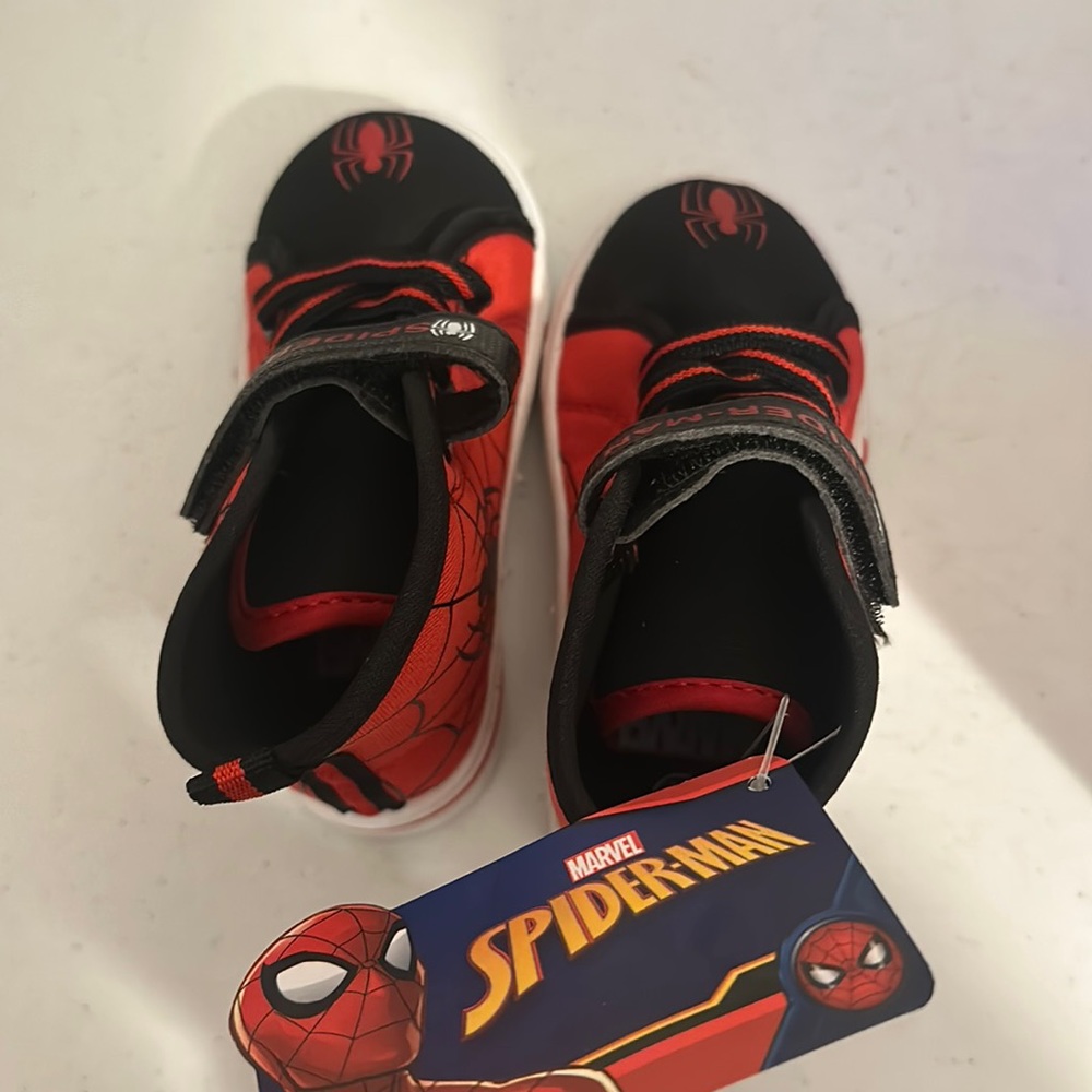 Spider man themed baby shoes size 6